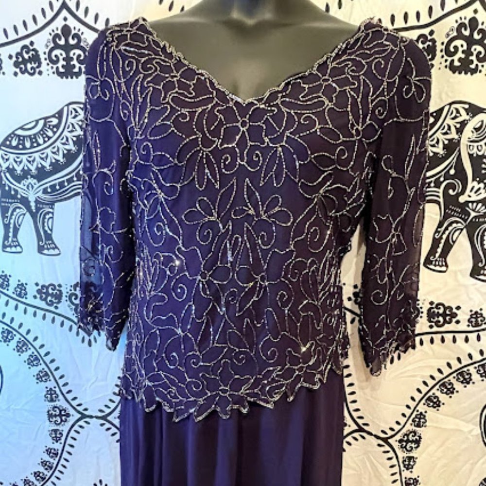 Women's Jkara Gown Blue Dress with embellishments - Picture 7 of 7